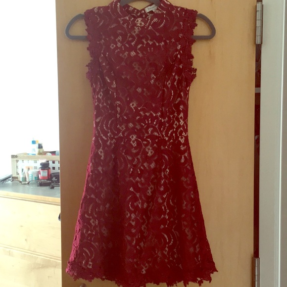 red lace backless dress